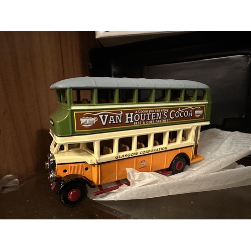 602 - Two Matchbox Collectibles die cast model vehicles including Van Houten's Cocoa Glasgow Corporation d... 