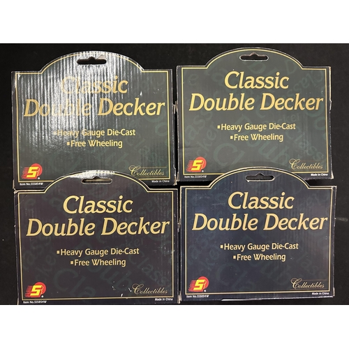 651 - Collection of four Sunnyside Collectibles Classic Double Decker die cast free wheeling model buses i... 