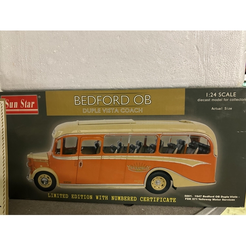 Sun Star 1:24 scale die cast 1947 Bedford OB Duple Vista Coach Yelloway  Motor Services FDK 571 model