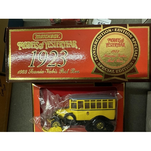 660 - Matchbox Models of Yesteryear die cast special edition 1923 Scania Vakis Post Bus