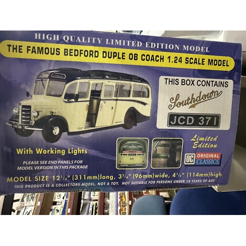 662 - Original Classics 1:24 scale die cast Bedford Duple OB Coach Southdown JCD 371 model with working li... 