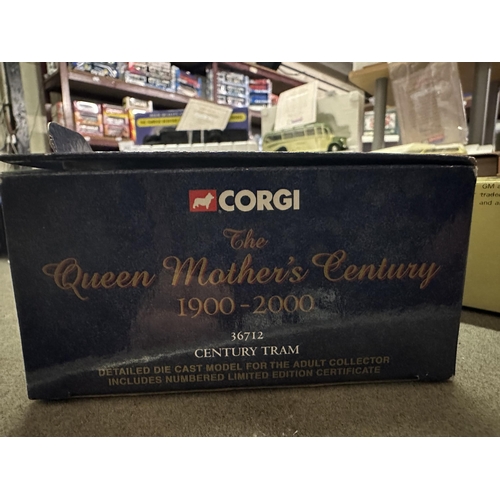 669 - Corgi The Queen Mothers Century 1900-2000 die cast Century Tram model number 36712 in red