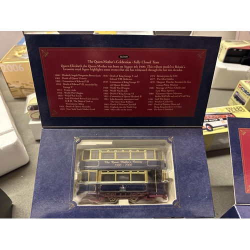 670 - Corgi The Queen Mothers Century 1900-2000 die cast Century Fully Closed Tram model number 36709 in b... 