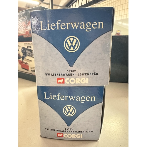 625 - Two Corgi VW Lieferwagen die cast model vehicles including Lowenbrau model number 06902 and Berliner... 