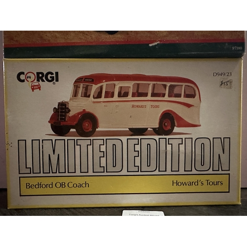 626 - Collection of three Corgi die cast model buses including The Connoisseur Collection Malta Bedford OB... 