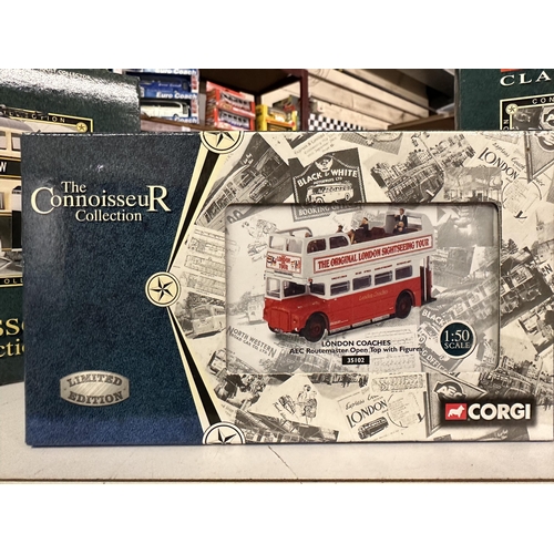 627 - Collection of three Corgi The Connoisseur Collection die cast model buses including Derby Corporatio... 