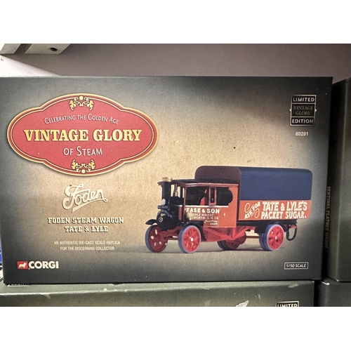 628 - Collection of four Corgi Vintage Glory 1:50 scale die cast model steam vehicles including Foden Stea... 