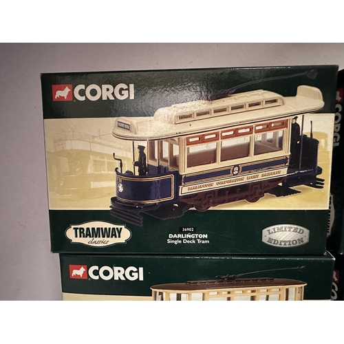 633 - Collection of four Corgi Tramway Classics Limited Edition die cast model trams including Darlington ... 