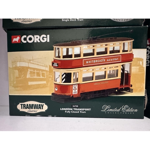 633 - Collection of four Corgi Tramway Classics Limited Edition die cast model trams including Darlington ... 