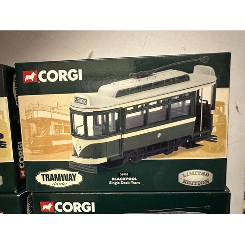 633 - Collection of four Corgi Tramway Classics Limited Edition die cast model trams including Darlington ... 