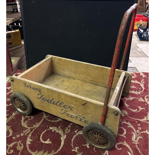 675 - Vintage wood and metal Tri-ang Toddler Trolley