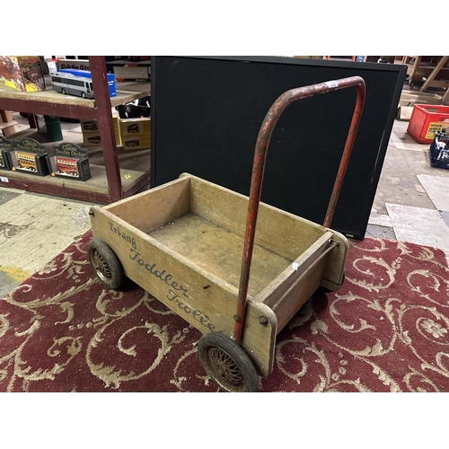 675 - Vintage wood and metal Tri-ang Toddler Trolley