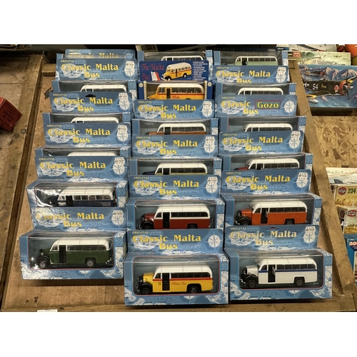 723 - Large collection of approximately eighteen die cast Classic Malta Bus models