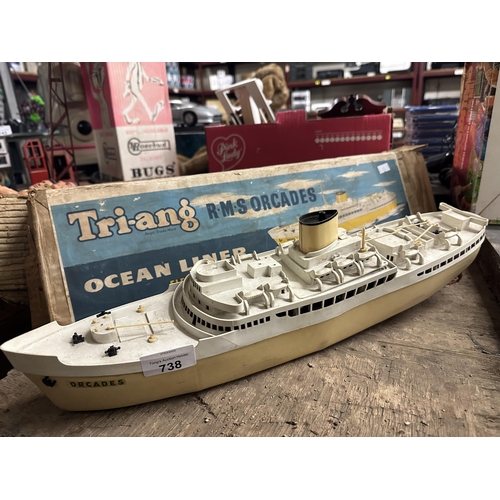 738 - Vintage Tri-Ang RMS Orcades Ocean Liner electric powered model toy ship