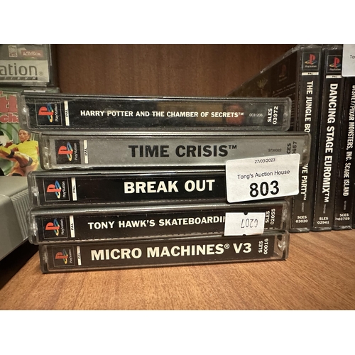 803 - Collection of PlayStation 1 games including Harry Potter, Time Crisis, Break Out, Tony Hawks Skatebo... 