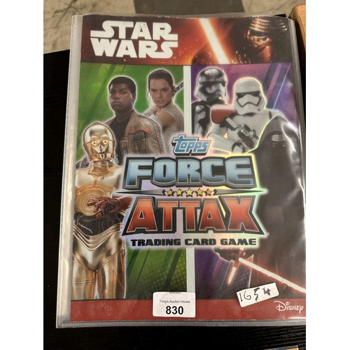 830 - Star Wars Topps Force Attax Trading Card Game folder filled with trading cards