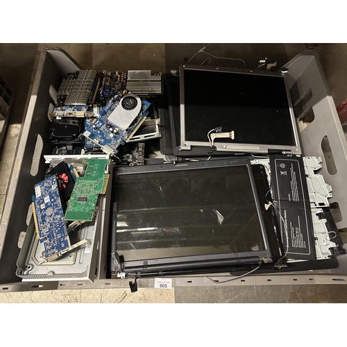 905 - Large collection of various PC components including expansion cards and LCD screens