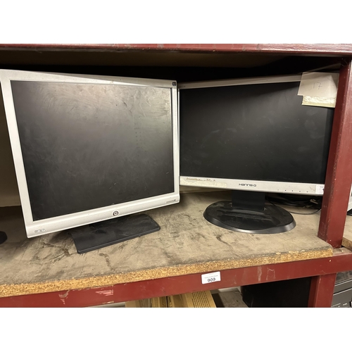 909 - Two PC monitors including BenQ and Hanns-G