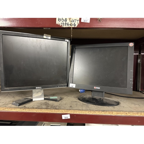 919 - Two PC monitors including Dell and AMW
