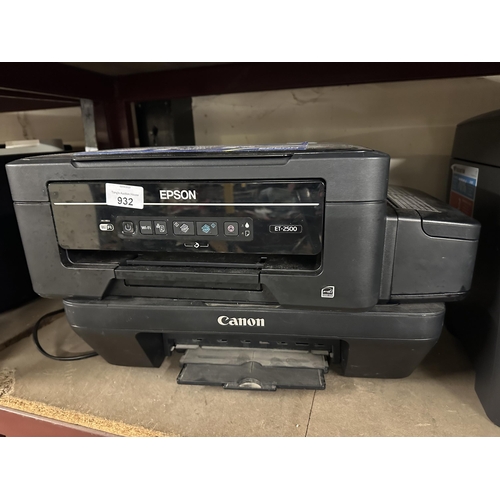 932 - Two inkjet printers including Epson and Canon