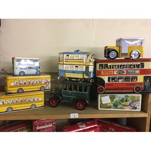 5 - Assortment of collectable bus items including tins and figures