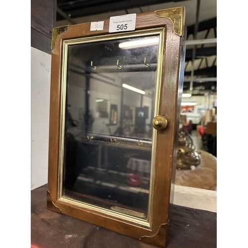 505 - Glass fronted wooden key cabinet