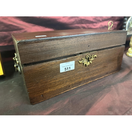 511 - Wooden sewing box with ornate detailing