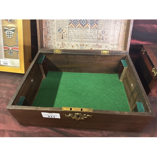 511 - Wooden sewing box with ornate detailing