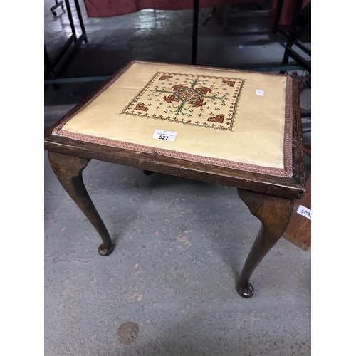 527 - Wooden table with embroidered top