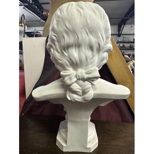 535 - Mozart white bust approximately 29cm tall