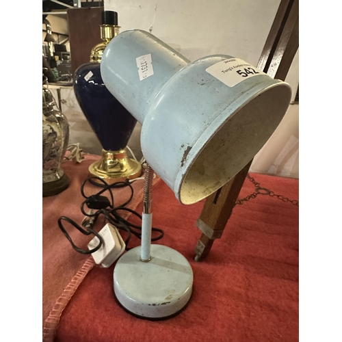 542 - Vintage powder  blue adjustable desk lamp