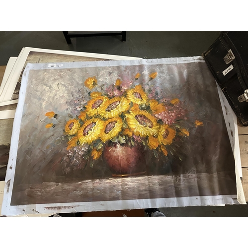 557 - Original still life painting of sunflowers in vase, signed by artist