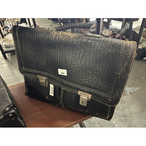559 - Vintage beautifully worn satchel briefcase