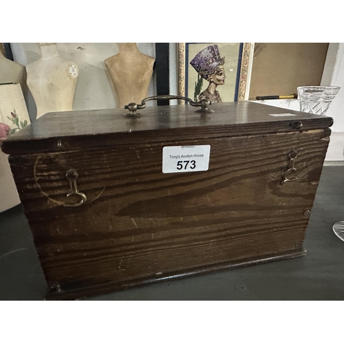 573 - Vintage wooden storage box