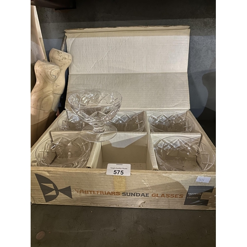 575 - Set of six Whitefriars Sundae Glasses in box