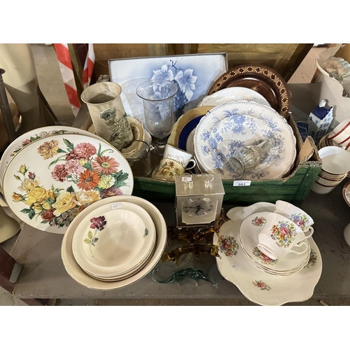 583 - Collection of items including plates, glass animals and carriage clock