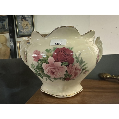 590 - Large Antique plant pot with decorative floral design