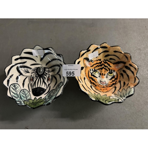 595 - Attractive Tiger and Zebra trinket dishes
