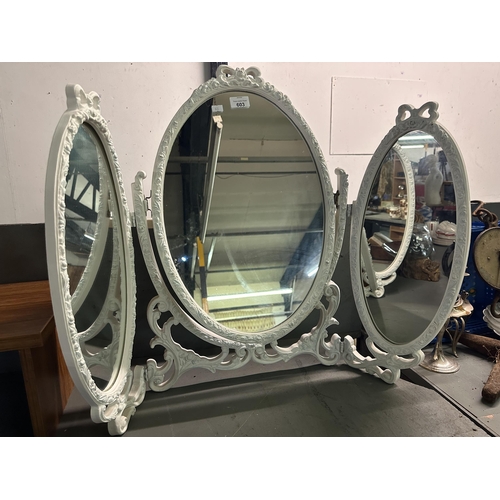 603 - Painted white bi-fold dressing table mirror