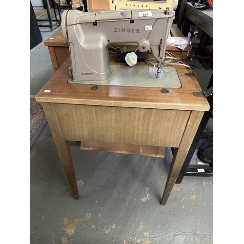 621 - Vintage Singer sewing machine on table stand