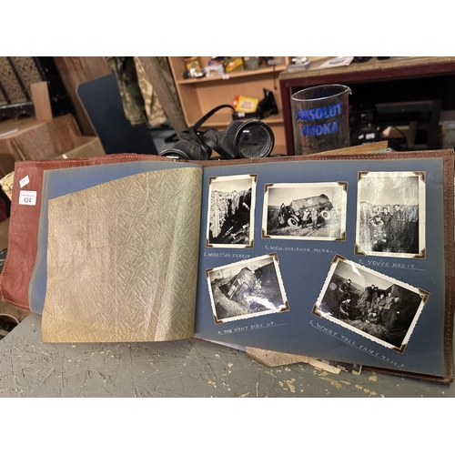 624 - Antique photo album including Second World War British military photos