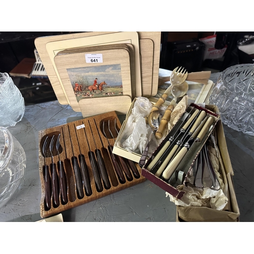 641 - Collection of items including cutlery and place mats