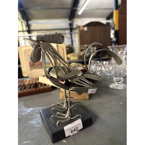 642 - Artisan made Silver Plated cutlery chicken figure