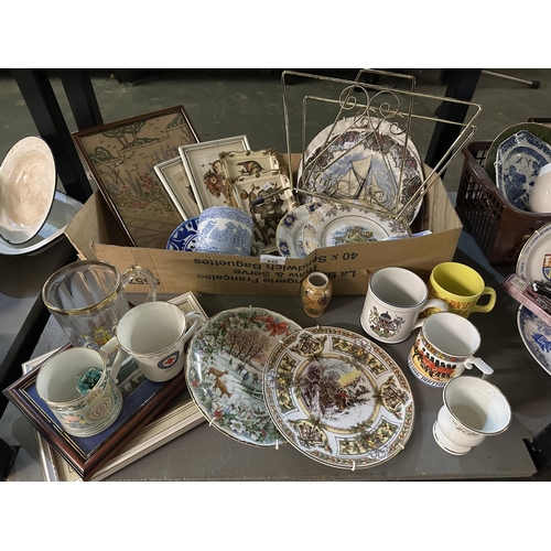 648 - Large collection of items including plates, mugs and pictures