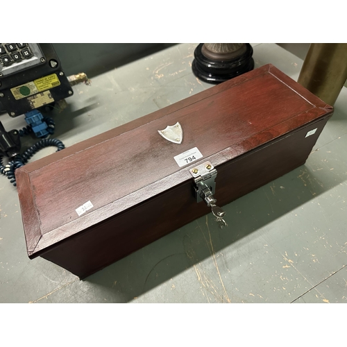 794 - Wooden storage box with lock and key