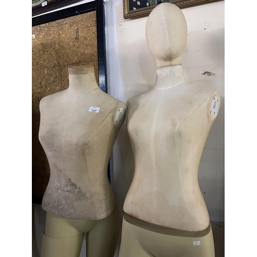 727 - Four female mannequins including three full body, one with arms and two with heads