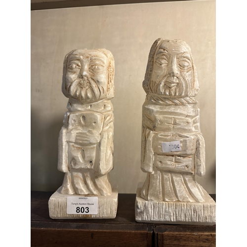 803 - Pair of carved alabaster figures