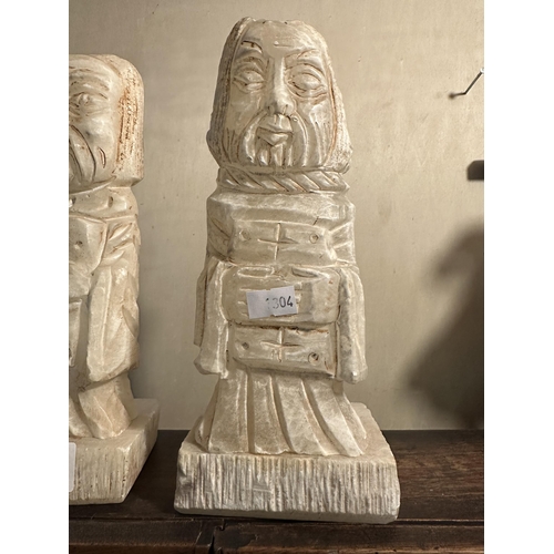 803 - Pair of carved alabaster figures