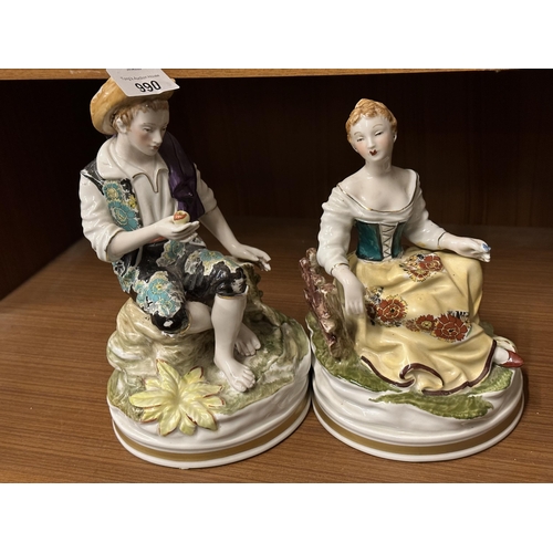 990 - 2 x Antique porcelain figurines