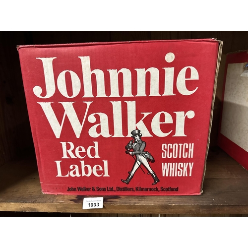 1003 - 1970's unopened case of Red Label Johnnie Walker Scotch Whiskey 12 unopened bottles in the case